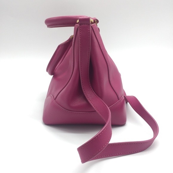 Tory Burch Fuschia Saffiano Leather Robinson Shoulder Crossbody Satchels Bag - Picture 4 of 13